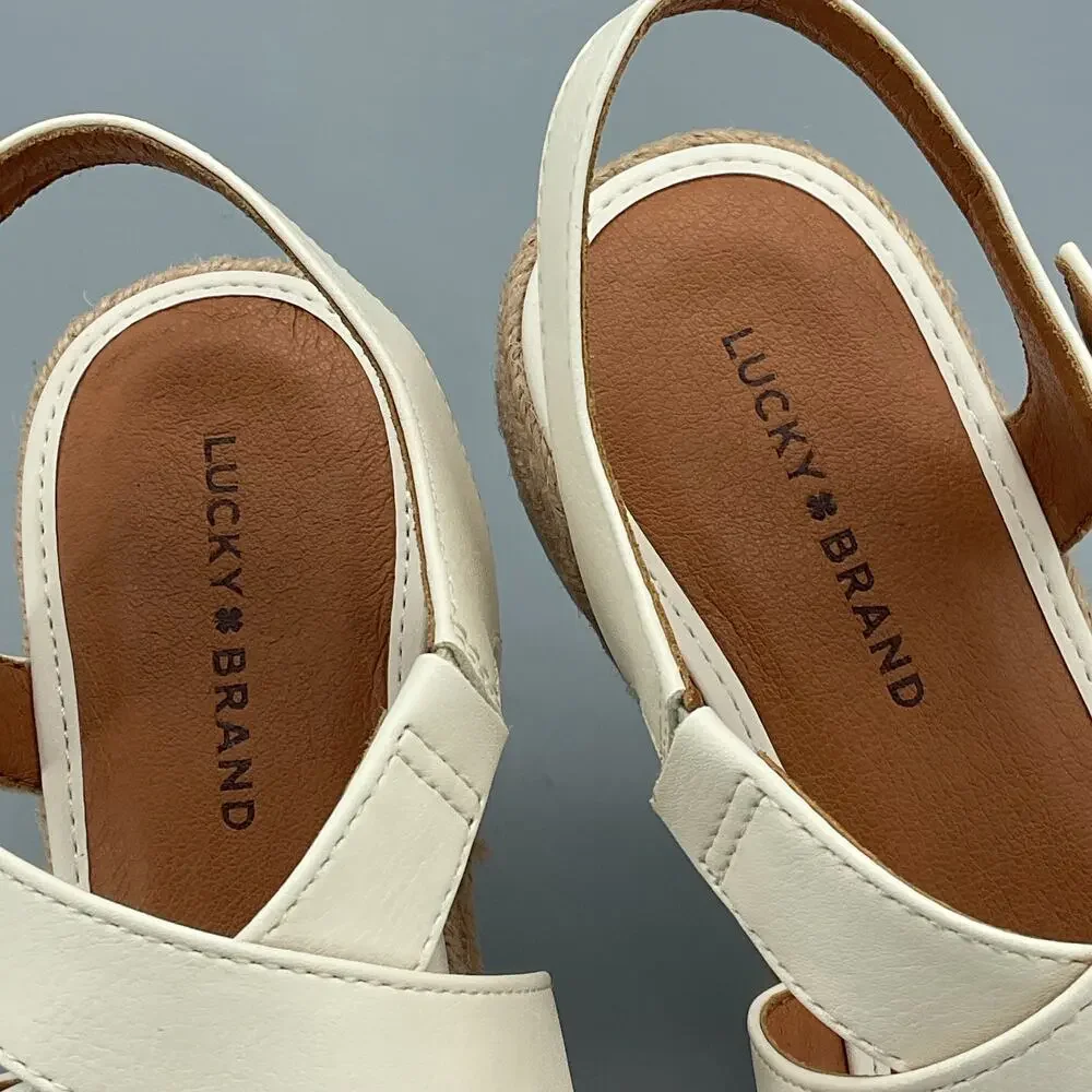 NEW Lucky Brand Women’s Trianna Strappy Platform Sandals White Size 8M